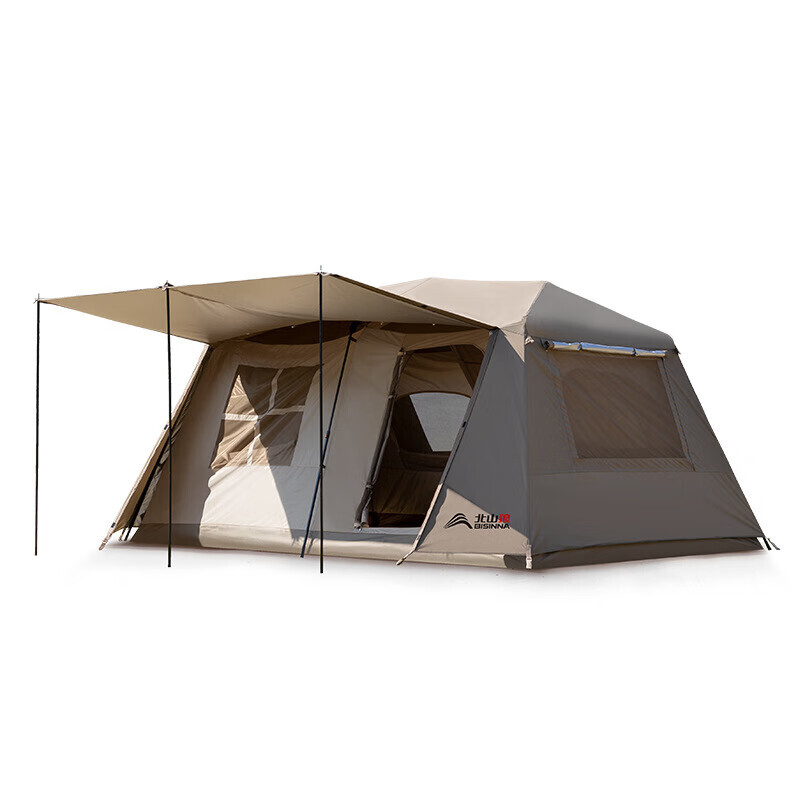 Палатка на крыше Beishanlang, автоматическая и не требующая установки, две комнаты и одна гостиная, удобная складная, утолщенная и непромокаемая, 4-6 человек, темно-кофейный цвет HJ