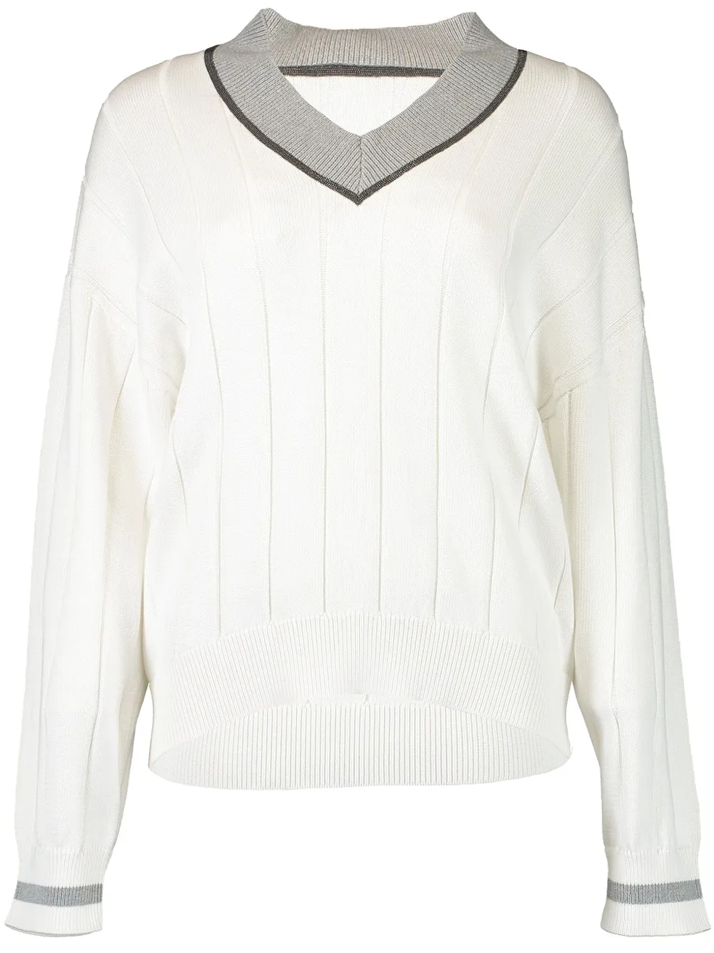 Свитер с декором Monili Brunello Cucinelli, белый
Свитер с декором Monili Brunello Cucinelli, белый