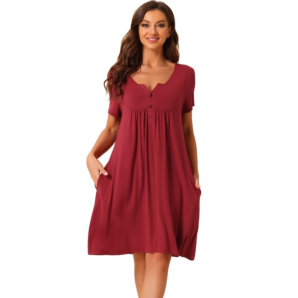 Женская пижама с мягкими пуговицами и карманами, ночная рубашка с короткими рукавами для отдыха Cheibear, цвет Wine Red
Женская пижама с мягкими пуговицами и карманами, ночная рубашка с короткими рукавами для отдыха Cheibear, цвет Wine Red