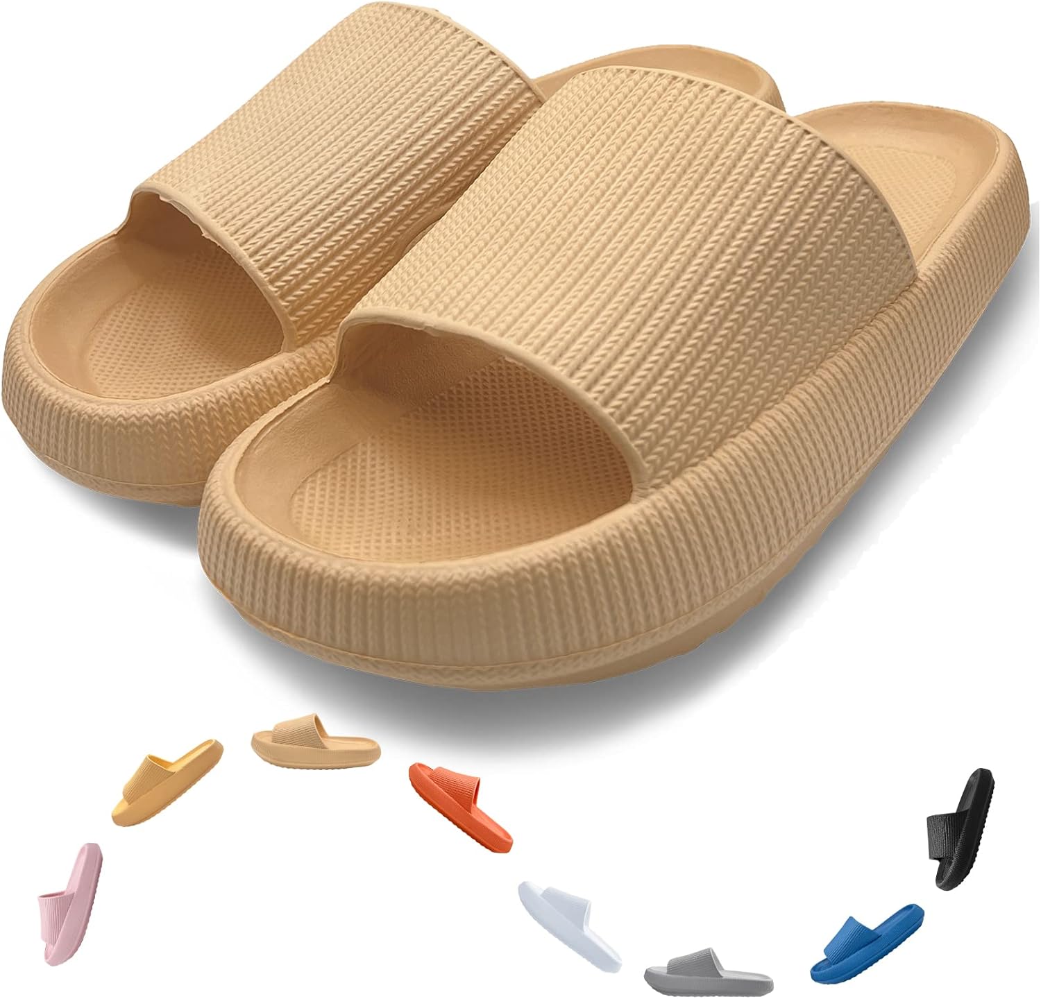 Тапочки-подушки AOKADUTE для женщин и мужчин, с толстой подошвой, для дома и улицы, массажные, EVA, противоскользящие, быстросохнущие, с открытым носком, для спа, ванны и бассейна, хаки
Тапочки-подушки AOKADUTE для женщин и мужчин, с толстой подошвой, для дома и улицы, массажные, EVA, противоскользящие, быстросохнущие, с открытым носком, для спа, ванны и бассейна, хаки