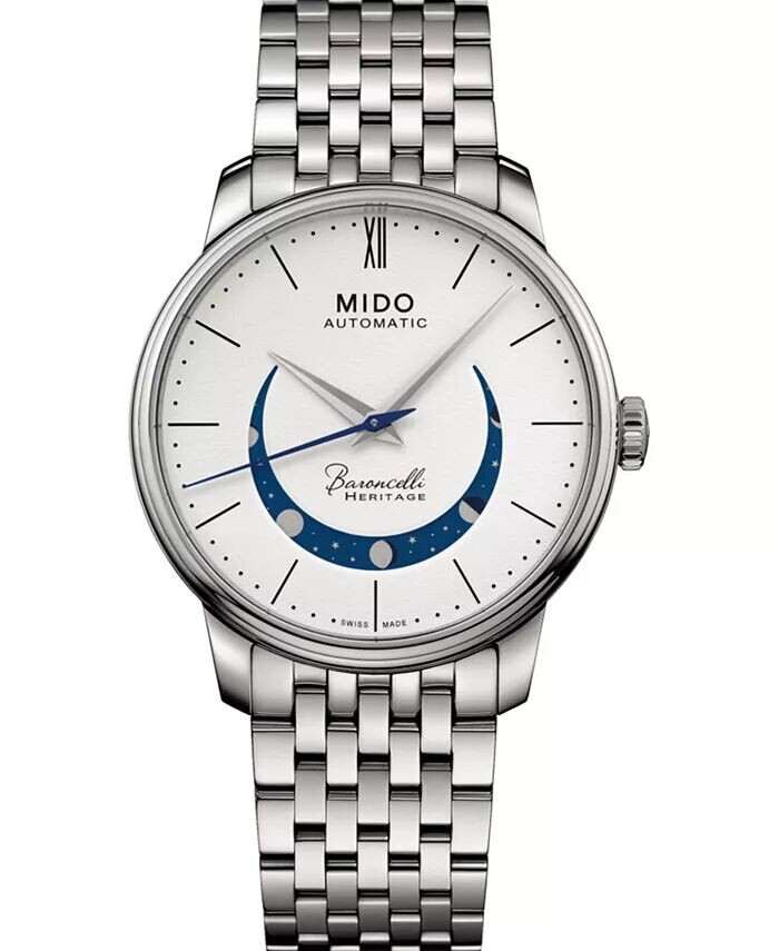 Мужские швейцарские автоматические часы Baroncelli Smiling Moon с браслетом из нержавеющей стали, 39 мм Mido, белый
Мужские швейцарские автоматические часы Baroncelli Smiling Moon с браслетом из нержавеющей стали, 39 мм Mido, белый