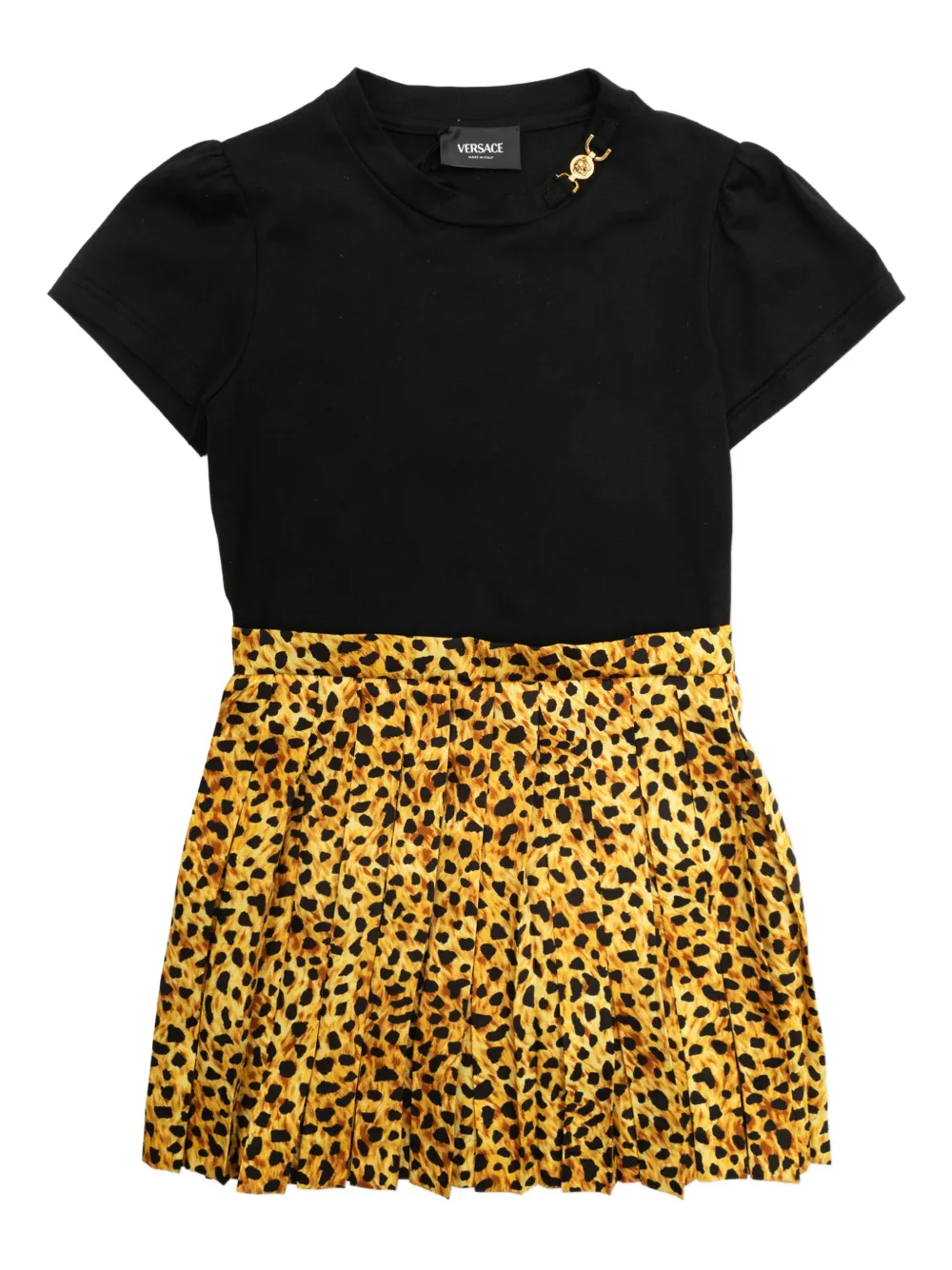 Платье с леопардовым принтом и короткими рукавами Versace Kids, черный
Платье с леопардовым принтом и короткими рукавами Versace Kids, черный