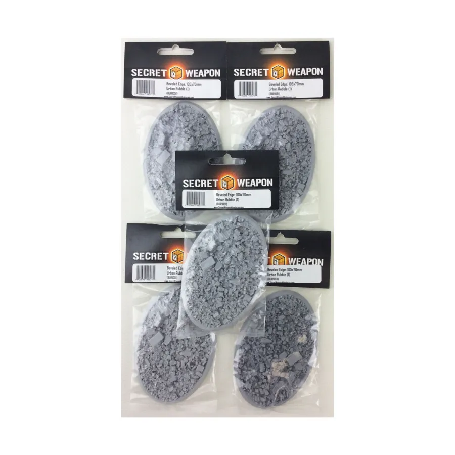 Скошенное основание 105x70 мм — Urban Rubble (5 шт.), Miniature Bases - Urban Rubble