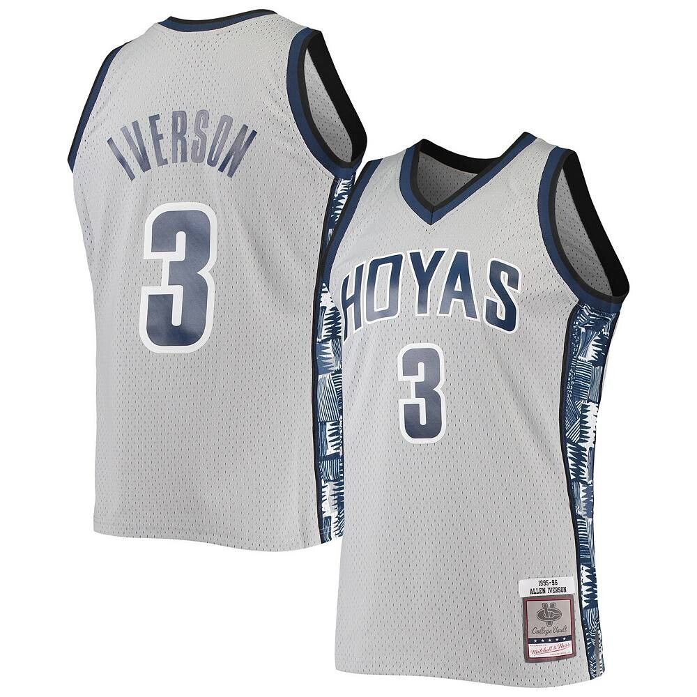 Мужская футболка Mitchell & Ness Allen Iverson Grey Georgetown Hoyas 1995-96 Swingman Replica Jersey, цвет Grg Grey 
Мужская футболка Mitchell & Ness Allen Iverson Grey Georgetown Hoyas 1995-96 Swingman Replica Jersey, цвет Grg Grey
