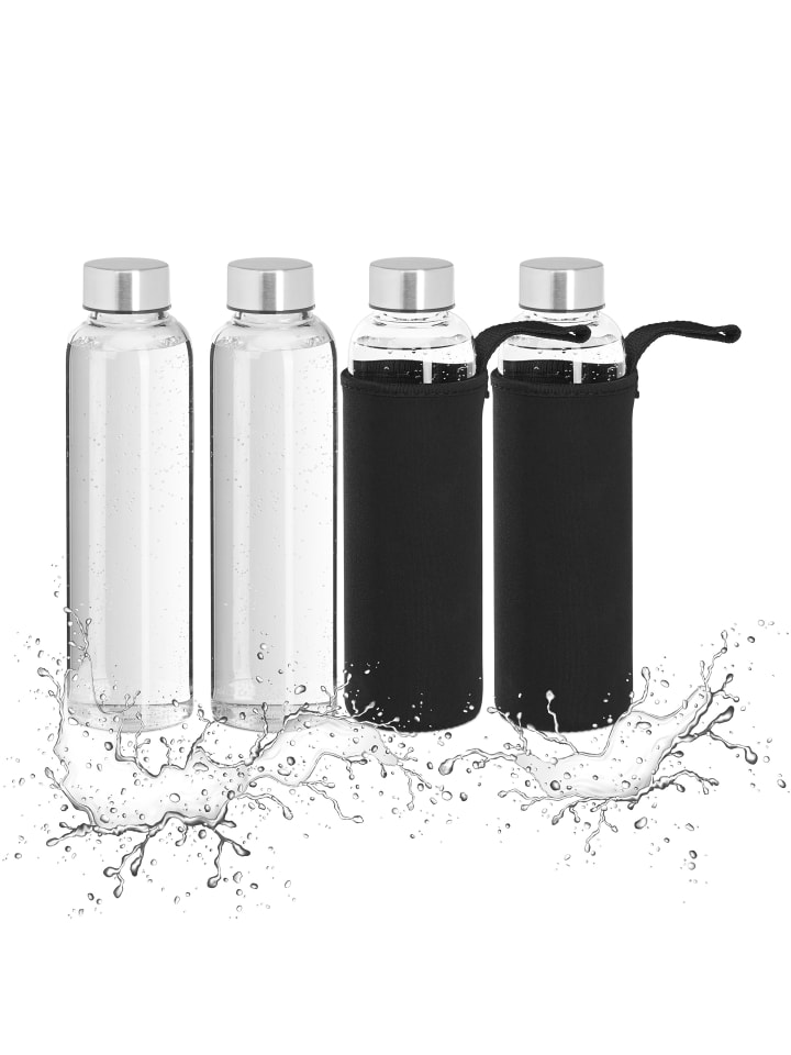 Relaxdays 4 прозрачные/черные бутылки для воды - 500 мл
Relaxdays 4 прозрачные/черные бутылки для воды - 500 мл