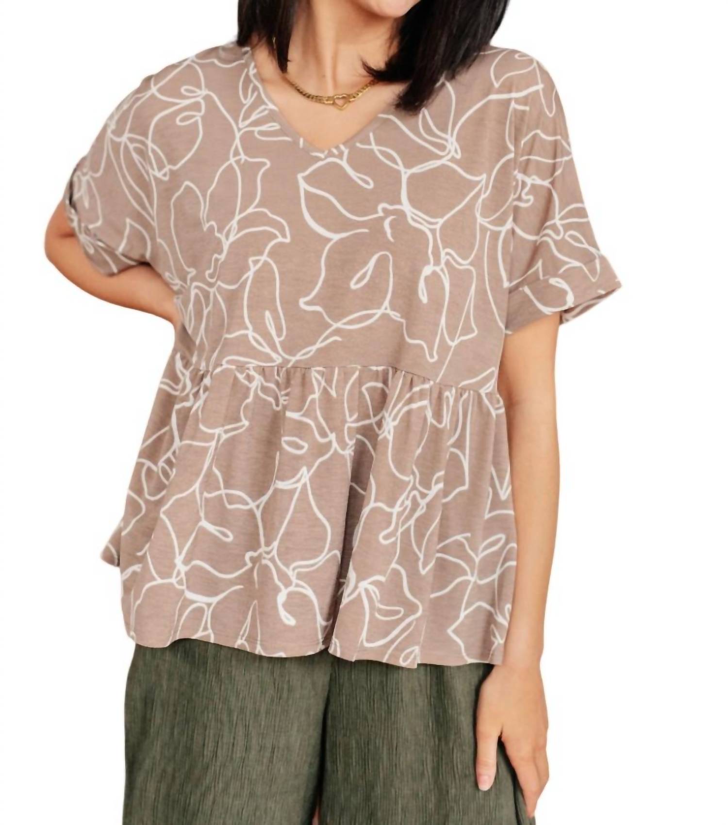 Топ с V-образным вырезом «Лепестки» цвета мокко mittoshop, цвет mocha
Топ с V-образным вырезом «Лепестки» цвета мокко mittoshop, цвет mocha