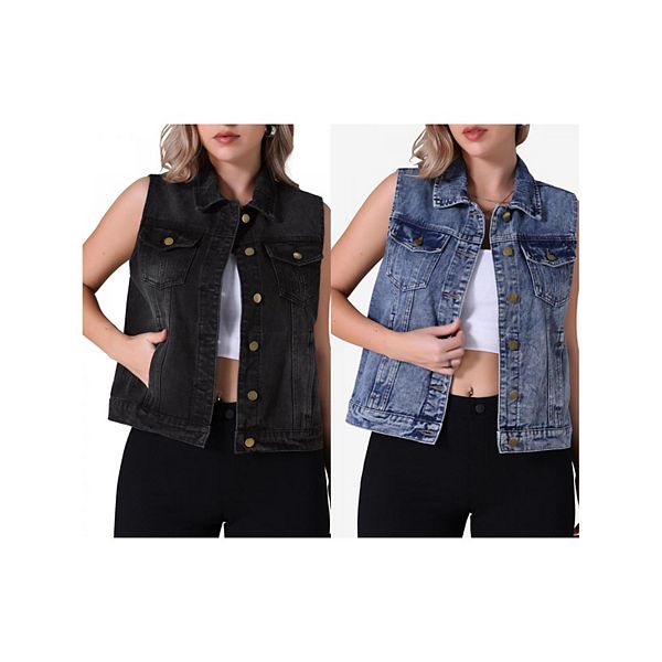 2 упаковки женский джинсовый жилет на пуговицах с накладными карманами на груди, потертый, без рукавов Inspire Chic, Gray Blue Black
2 упаковки женский джинсовый жилет на пуговицах с накладными карманами на груди, потертый, без рукавов Inspire Chic, Gray Blue Black