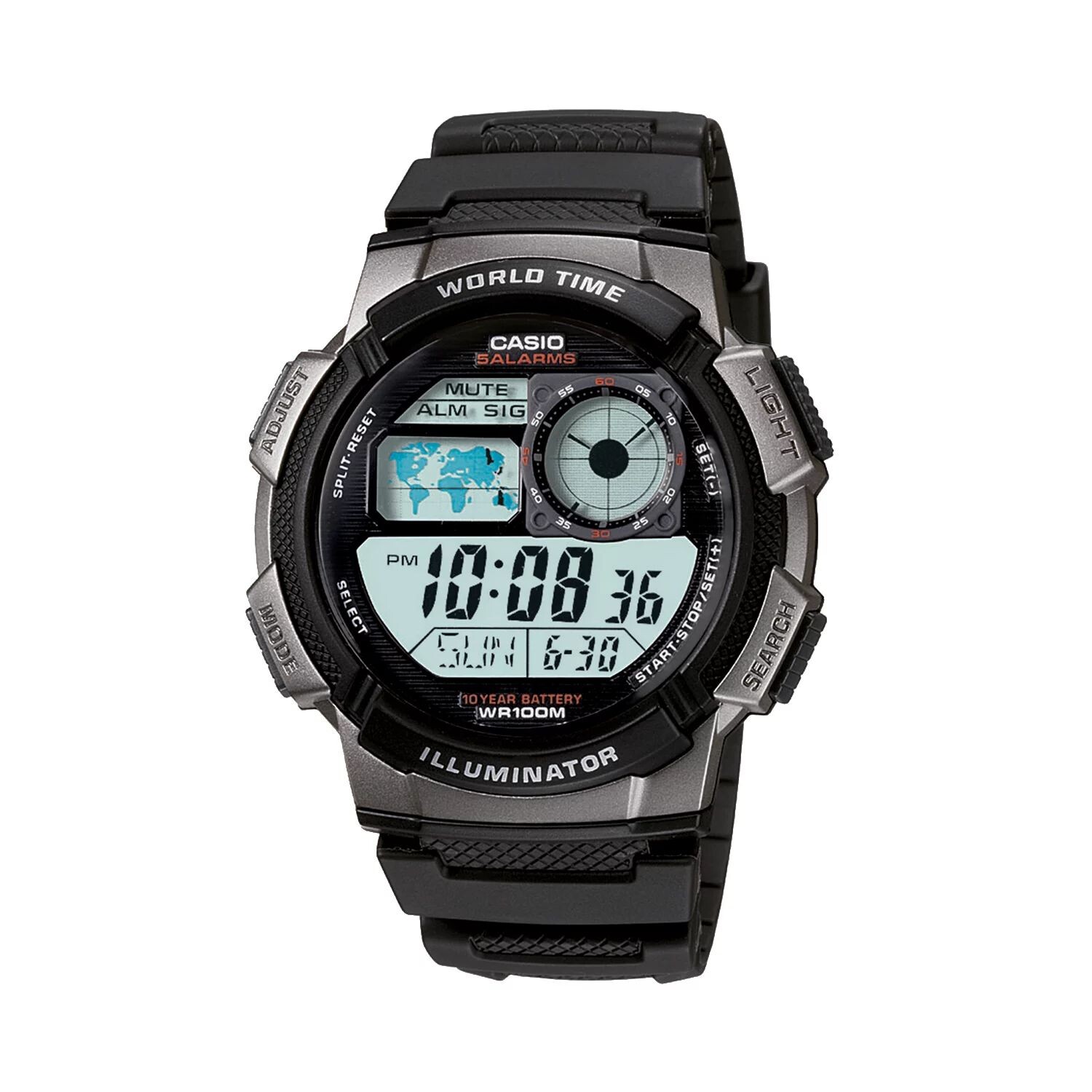 Мужские часы с цифровым хронографом и подсветкой — AE1000W-1BV Casio
Мужские часы с цифровым хронографом и подсветкой — AE1000W-1BV Casio
