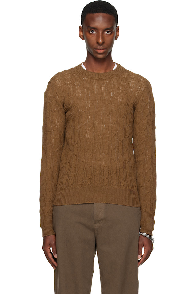 Свитер с круглым вырезом Dries Van Noten, коричневый
Свитер с круглым вырезом Dries Van Noten, коричневый