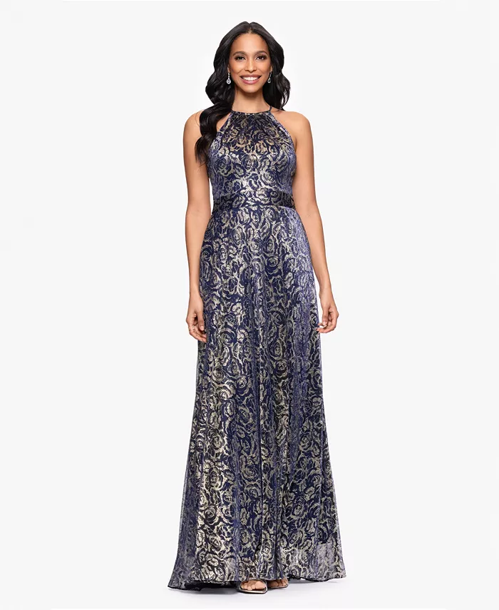 Женское платье-халтер без рукавов с металлическим эффектом Betsy & Adam
Женское платье-халтер без рукавов с металлическим эффектом Betsy & Adam