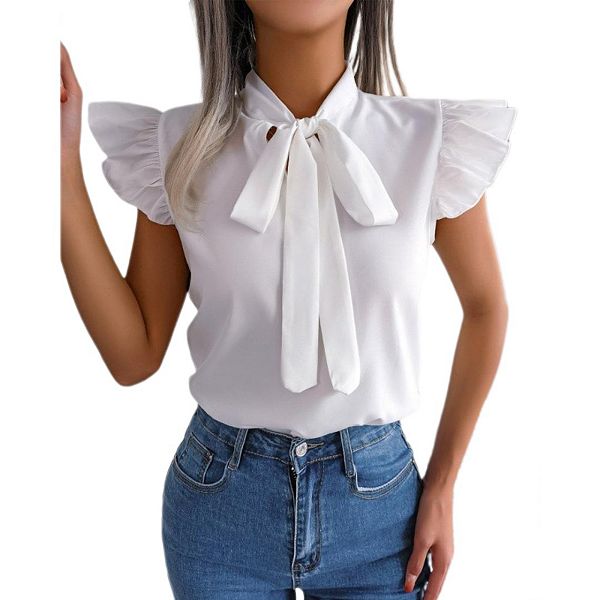 Женская блузка с бантом на шее и рюшами на рукавах Yesfashion, White
Женская блузка с бантом на шее и рюшами на рукавах Yesfashion, White