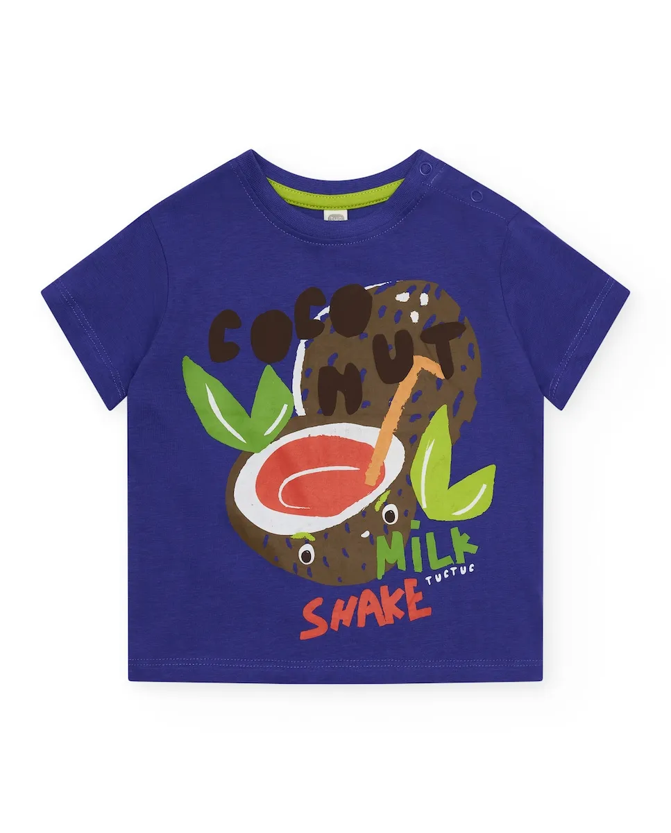 Детская футболка с кокосом и надписью "Кокосовый молочный коктейль Tuc Tuc, синий
Детская футболка с кокосом и надписью "Кокосовый молочный коктейль Tuc Tuc, синий