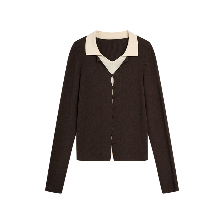 ELLE Трикотажная база с лацканом для женщин Dark Brown
ELLE Трикотажная база с лацканом для женщин Dark Brown