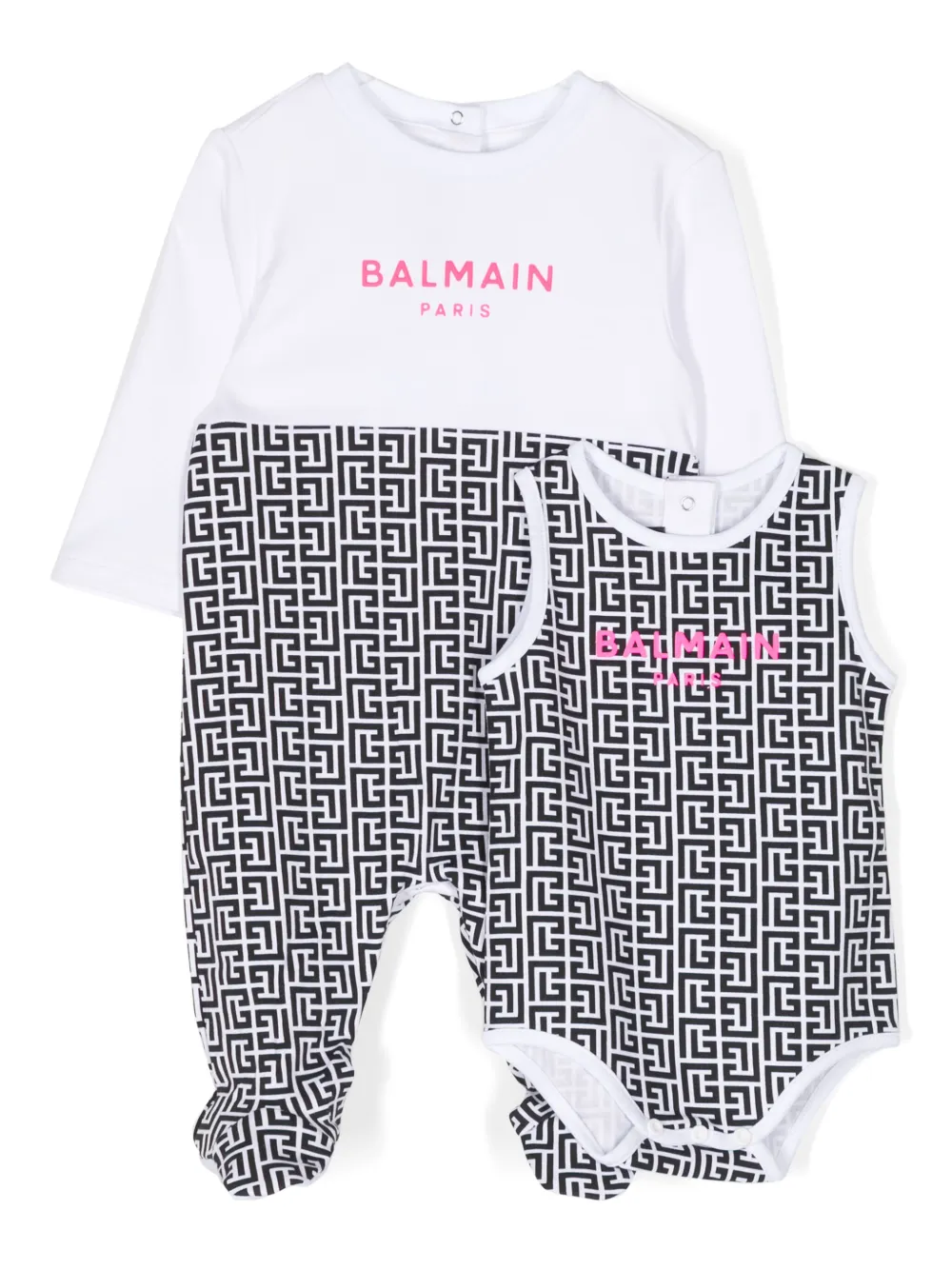Комплект из боди и пижамы с монограммой Balmain Kids, черный
Комплект из боди и пижамы с монограммой Balmain Kids, черный