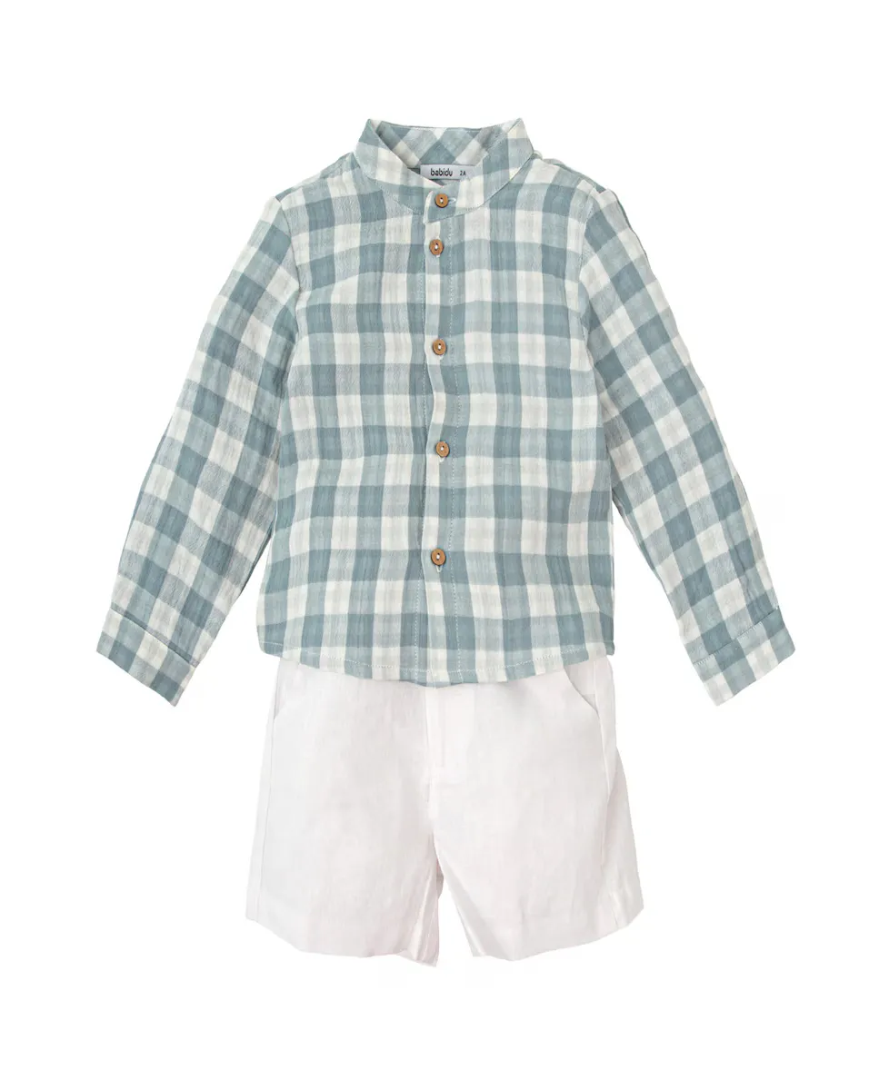 Комплект для мальчика с клетчатой рубашкой и однотонными шортами BABIDÚ, синий
Комплект для мальчика с клетчатой рубашкой и однотонными шортами BABIDÚ, синий