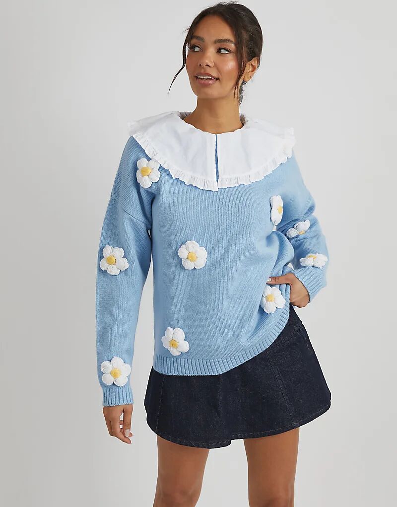 Вязаный джемпер Skinnydip London с 3D-цветами синего цвета
Вязаный джемпер Skinnydip London с 3D-цветами синего цвета