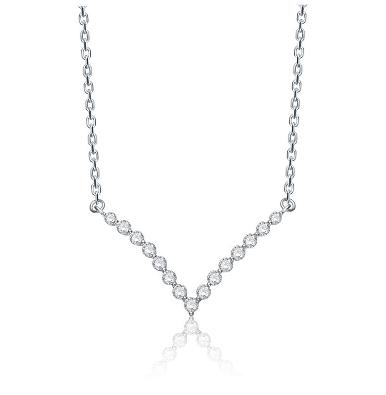 Ожерелье из стерлингового серебра с покрытием из белого золота и 2,15-каратным лабораторным муассанитом в форме V-образного шеврона Stella Valentino, серебряный
Ожерелье из стерлингового серебра с покрытием из белого золота и 2,15-каратным лабораторным муассанитом в форме V-образного шеврона Stella Valentino, серебряный