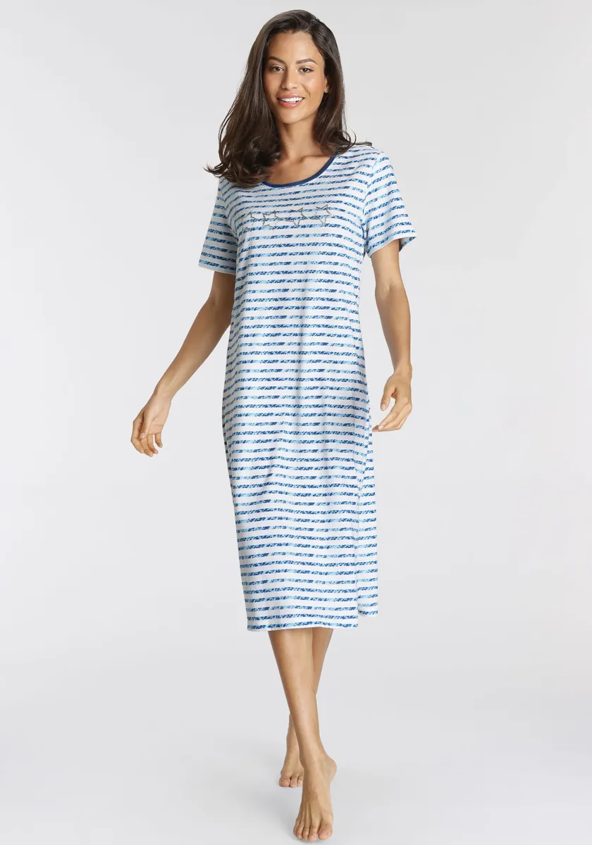 Ночная рубашка Vivance Dreams, боковые разрезы для большей свободы движений, цвет Dunkelblau, Hellblau Gestreift
Ночная рубашка Vivance Dreams, боковые разрезы для большей свободы движений, цвет Dunkelblau, Hellblau Gestreift