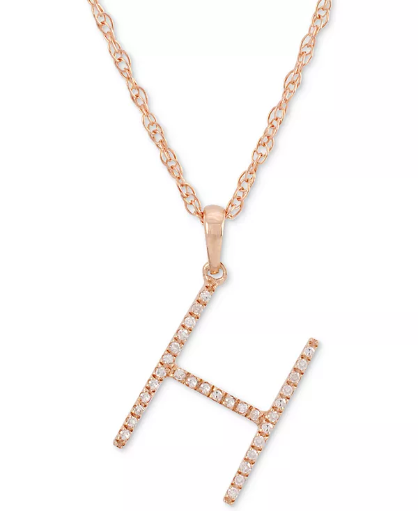 Ожерелье с кулоном-инициалом из 10-каратного розового золота с бриллиантом (1/10 карата), длина 16 дюймов + удлинитель 2 дюйма Macy'S, h
Ожерелье с кулоном-инициалом из 10-каратного розового золота с бриллиантом (1/10 карата), длина 16 дюймов + удлинитель 2 дюйма Macy'S, h