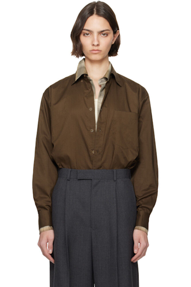 Коричневая стираная рубашка Finx Typewriter на пуговицах AURALEE
Коричневая стираная рубашка Finx Typewriter на пуговицах AURALEE