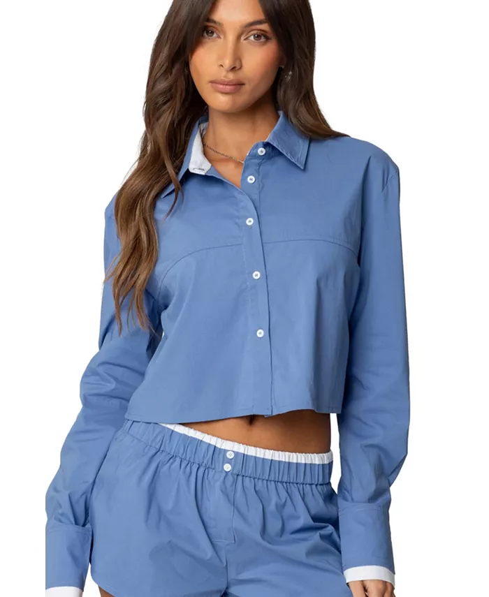 Женская рубашка Danette oversize на пуговицах Edikted, синий 
Женская рубашка Danette oversize на пуговицах Edikted, синий