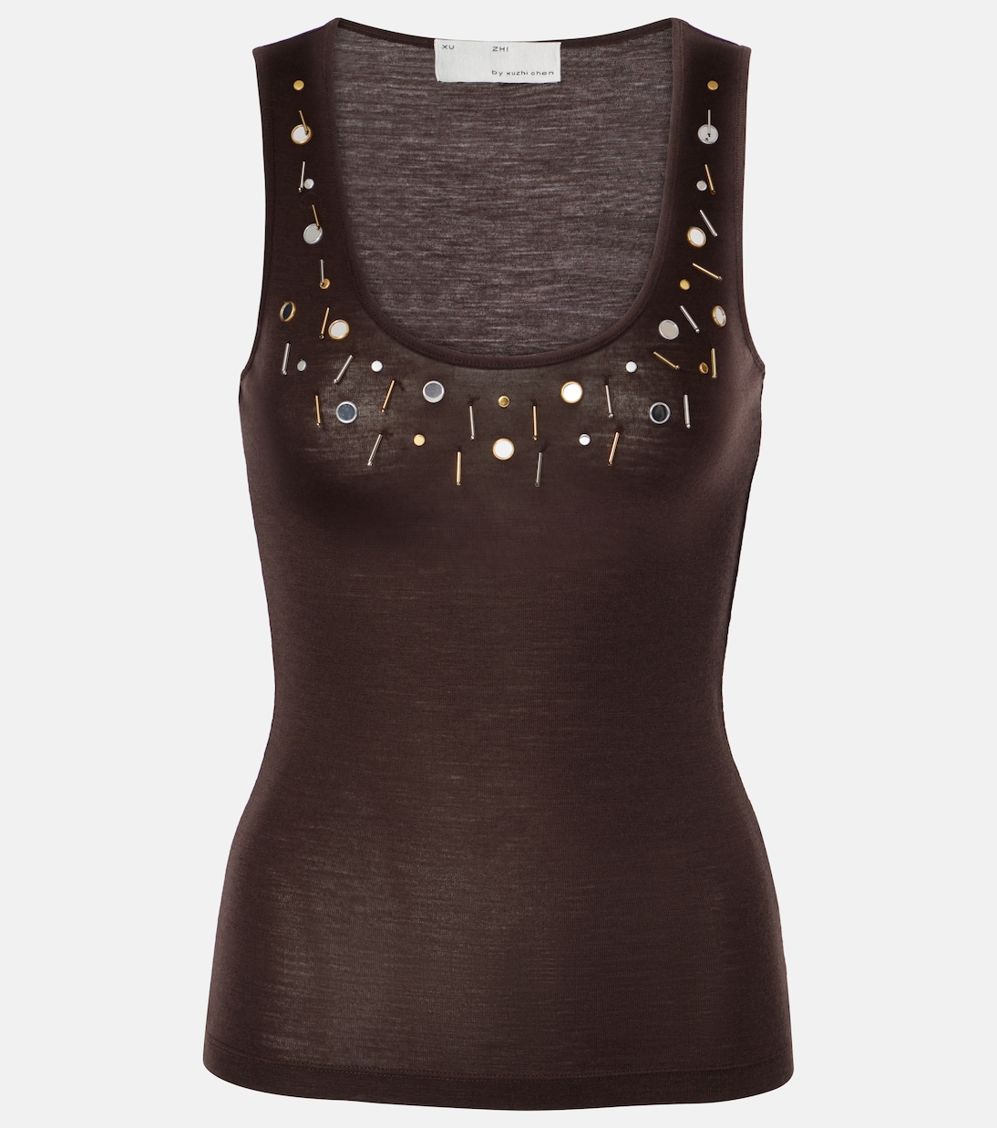 Майка из шерстяной смеси с декором Xu Zhi, коричневый 
Майка из шерстяной смеси с декором Xu Zhi, коричневый