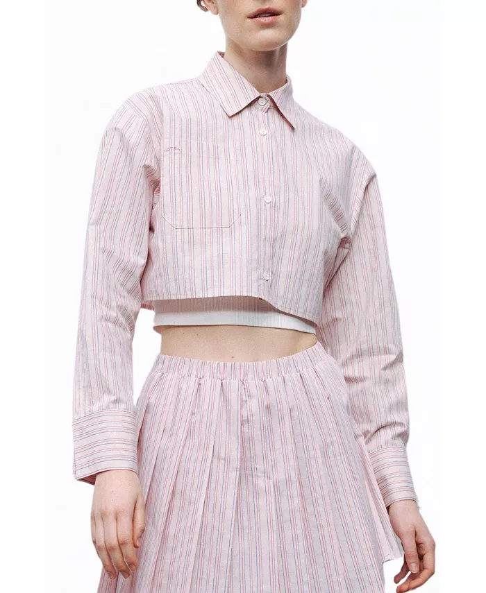 Женская укороченная полосатая рубашка NOCTURNE, розовый
Женская укороченная полосатая рубашка NOCTURNE, розовый