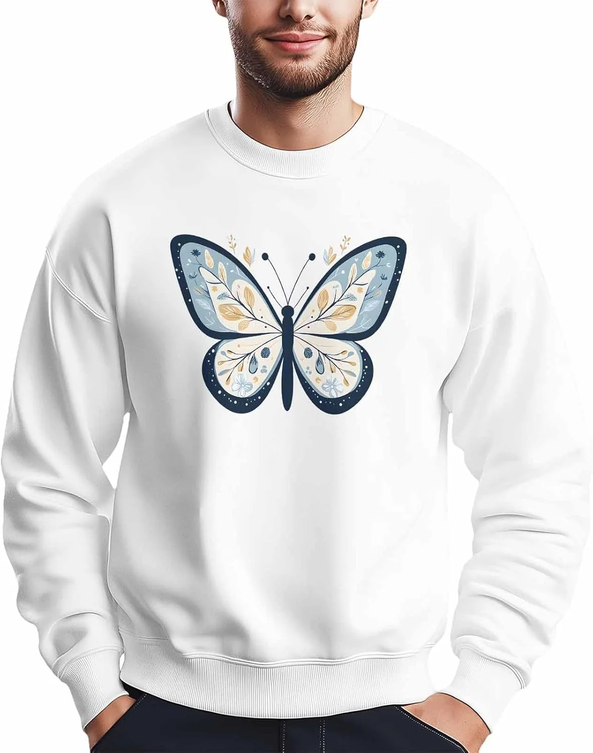 Мужской свитшот с принтом листьев и бабочки Winvebermior
Мужской свитшот с принтом листьев и бабочки Winvebermior