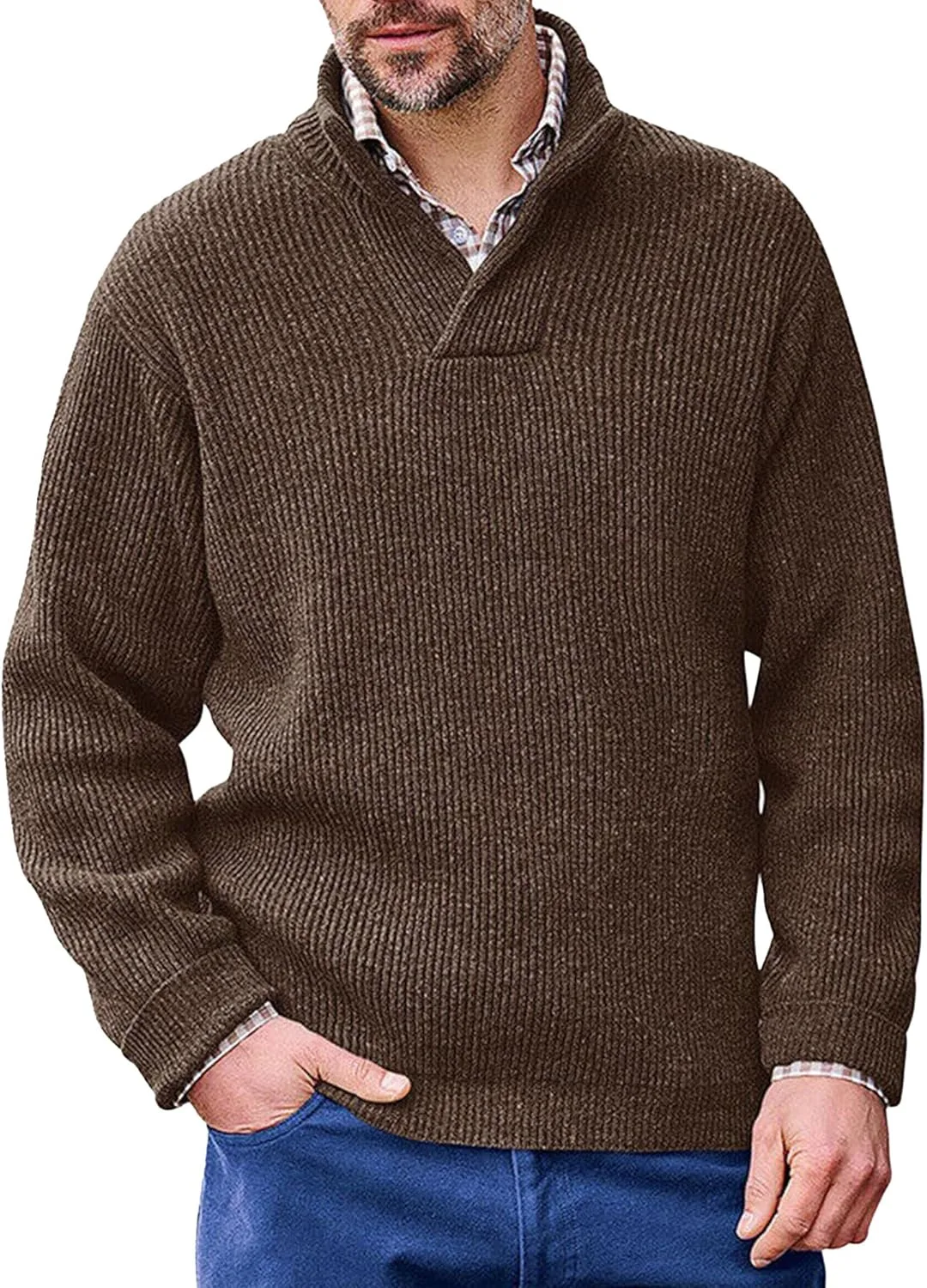 Мужской вязаный пуловер с V-образным вырезом и рельефным узором SWJGLITTR
Мужской вязаный пуловер с V-образным вырезом и рельефным узором SWJGLITTR