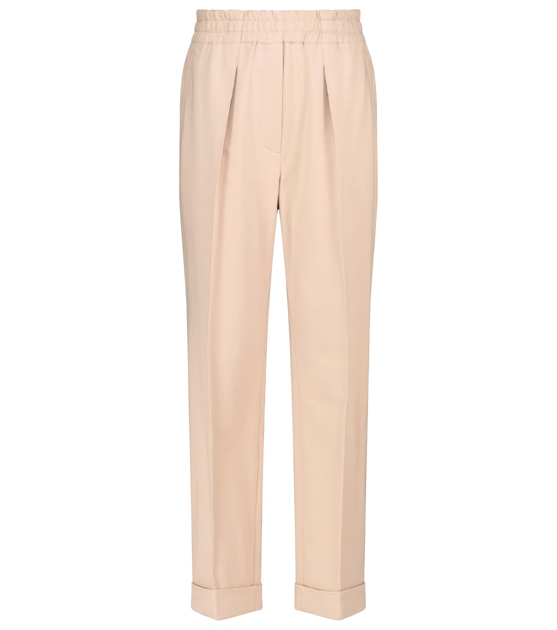 Зауженные брюки из эластичного хлопка со складками Brunello Cucinelli, Cashew 
Зауженные брюки из эластичного хлопка со складками Brunello Cucinelli, Cashew