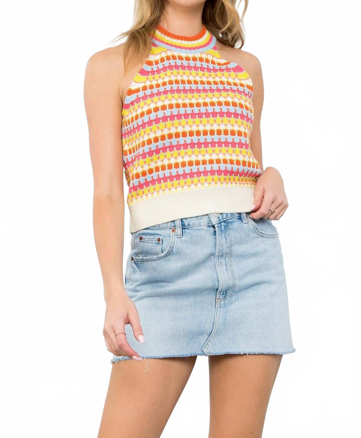 Вязаный топ-халтер Zo Crochet In Spring Bright Multi THML 
Вязаный топ-халтер Zo Crochet In Spring Bright Multi THML