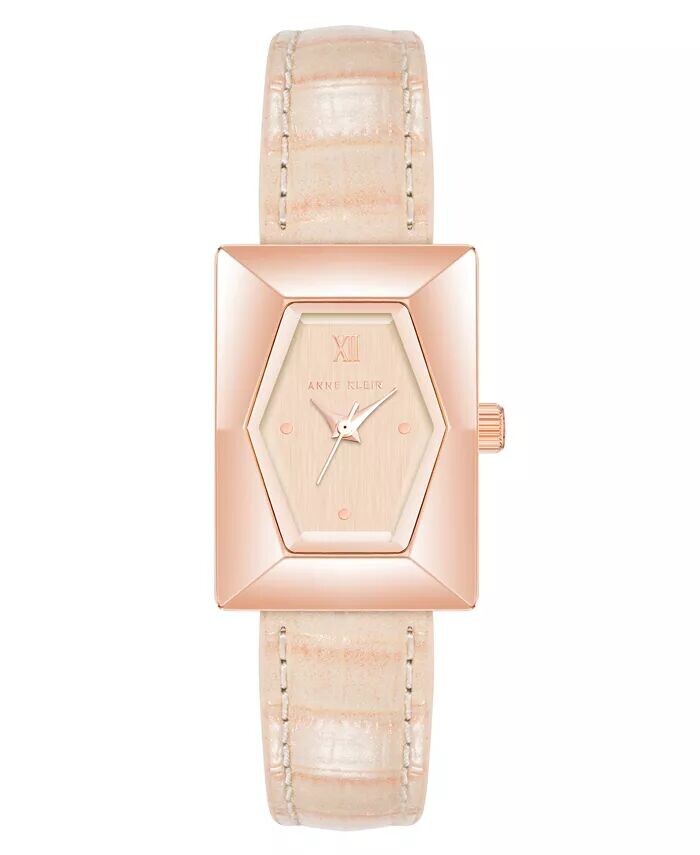 Женские кварцевые часы с румяным ремешком из крокодиловой кожи, 20 мм Anne Klein, розовый 
Женские кварцевые часы с румяным ремешком из крокодиловой кожи, 20 мм Anne Klein, розовый