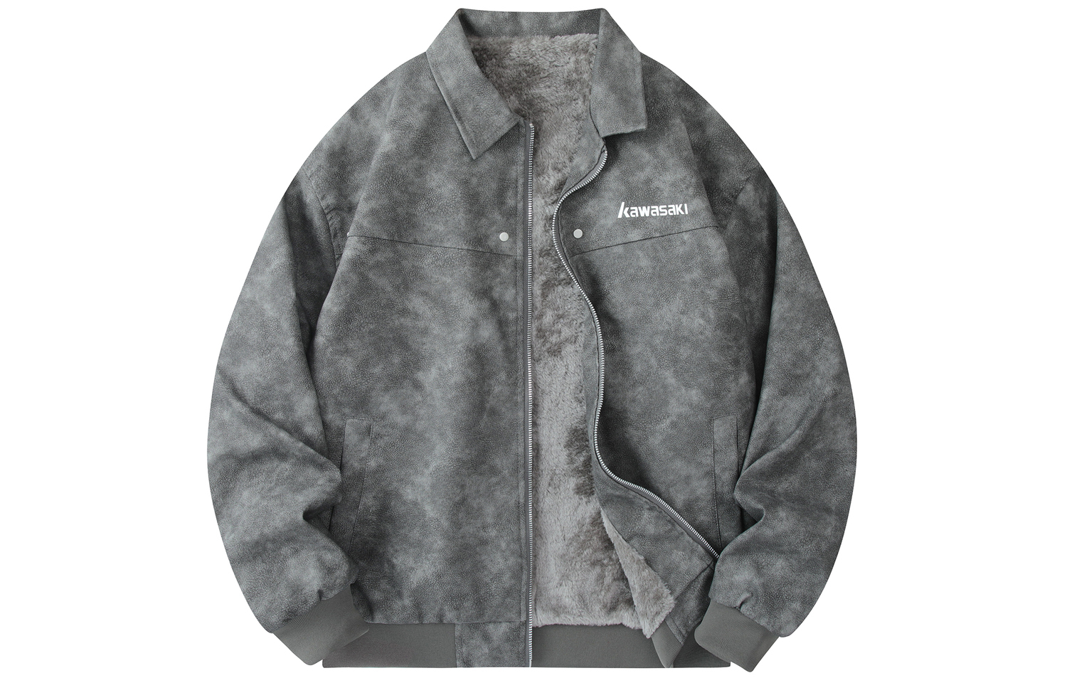 Kawasaki Кожаная куртка унисекс, Light Gray (Fleece-Lined)
Kawasaki Кожаная куртка унисекс, Light Gray (Fleece-Lined)