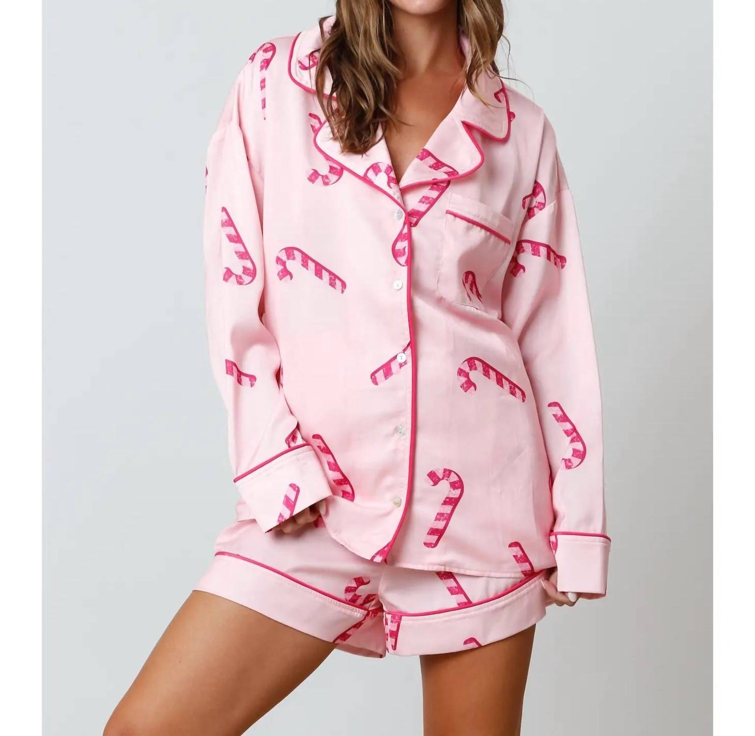 Пижамный топ с узором «Конфетная трость» розового цвета Peach Love
Пижамный топ с узором «Конфетная трость» розового цвета Peach Love