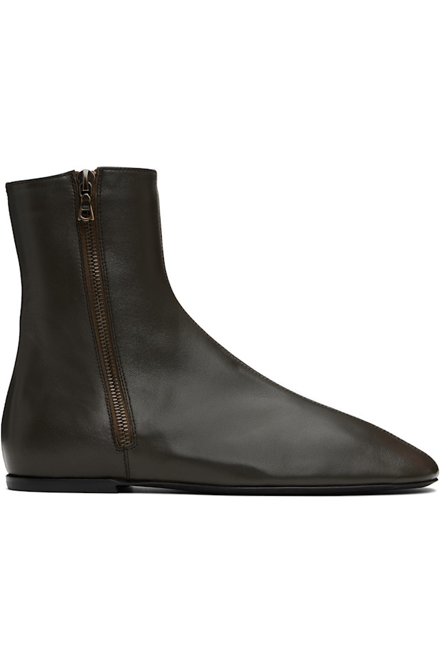 Кожаные сапоги-носки Dries Van Noten, хаки
Кожаные сапоги-носки Dries Van Noten, хаки