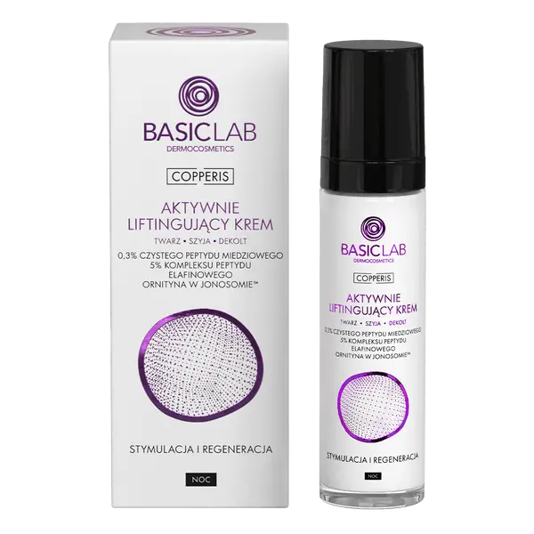 Активный ночной лифтинг-крем для лица, шеи и декольте 0,3% чистый медный пептид, 50 мл Basiclab Copperis
Активный ночной лифтинг-крем для лица, шеи и декольте 0,3% чистый медный пептид, 50 мл Basiclab Copperis