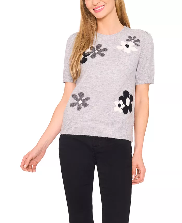 Женский свитер с короткими рукавами и цветочным принтом CeCe, серый
Женский свитер с короткими рукавами и цветочным принтом CeCe, серый