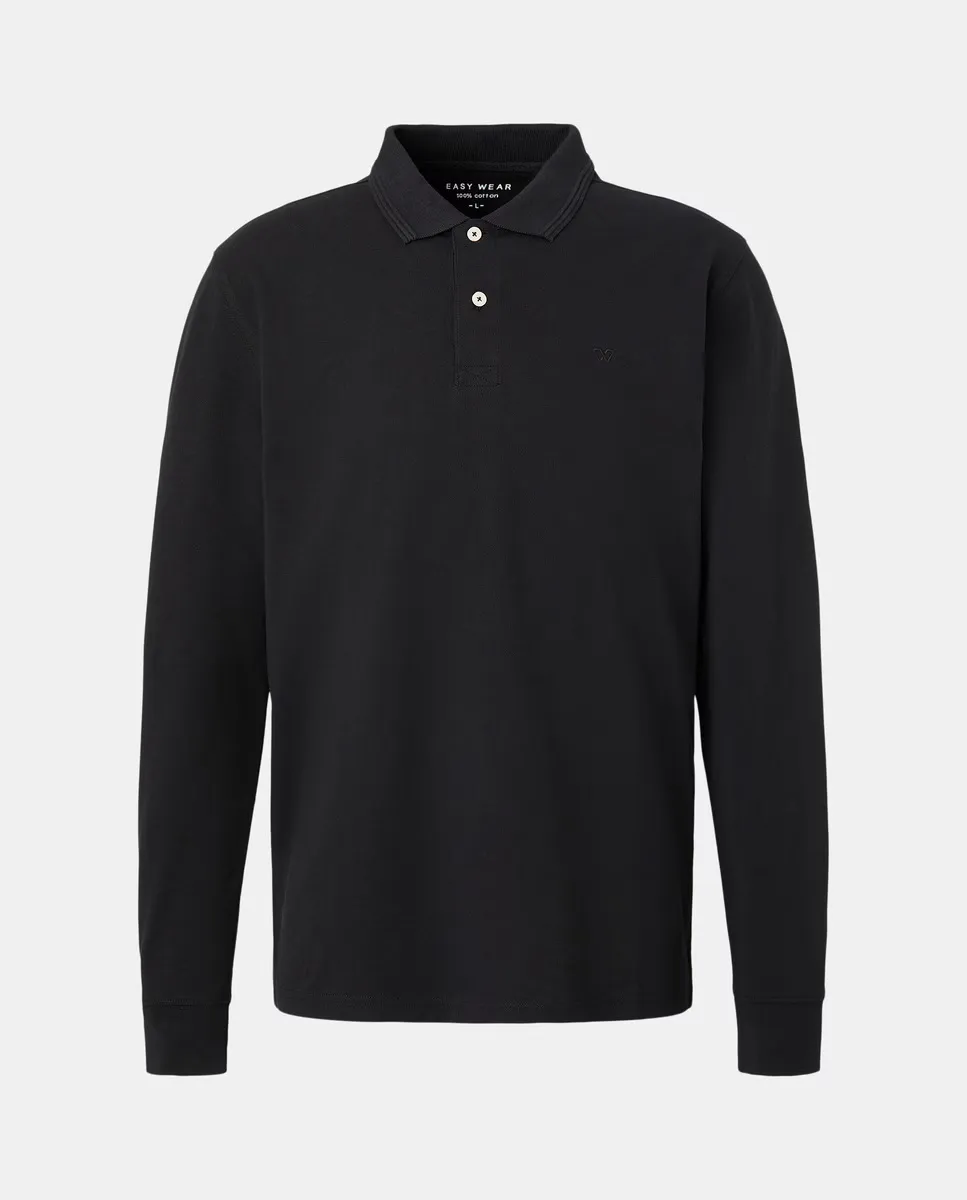 Длинный рукав мужской поло Easy Wear, черный 
Длинный рукав мужской поло Easy Wear, черный