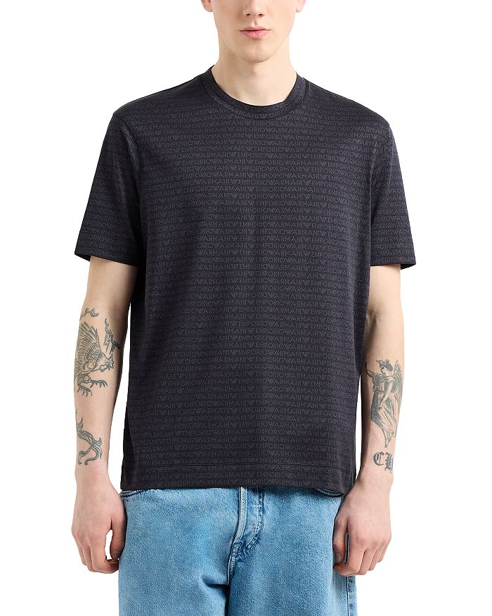 Хлопковая футболка с жаккардовым логотипом Allover Emporio Armani, черный
Хлопковая футболка с жаккардовым логотипом Allover Emporio Armani, черный