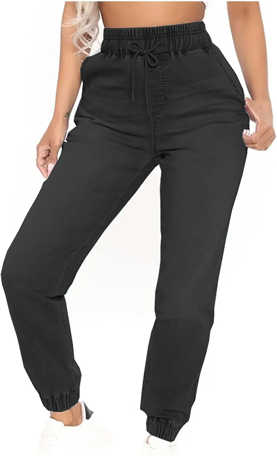 Джинсовые джоггеры для женщин с эластичным поясом
Джинсовые джоггеры для женщин с эластичным поясом