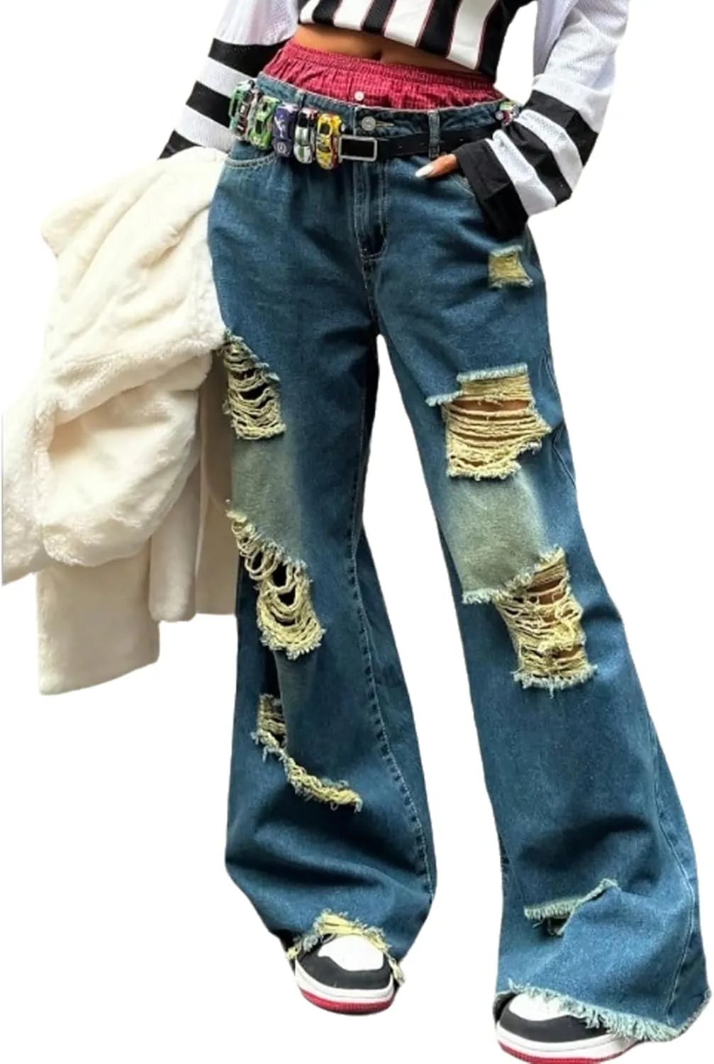 Женские рваные джинсы Mid Rise Wide Leg с потертостями и необработанным краем QLAUYIOE
Женские рваные джинсы Mid Rise Wide Leg с потертостями и необработанным краем QLAUYIOE
