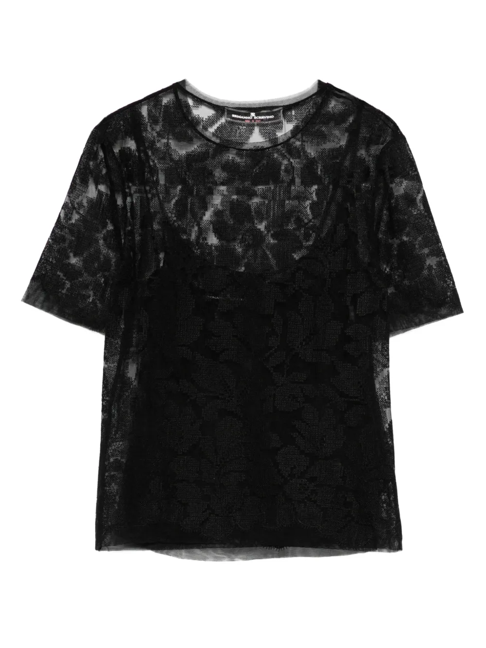 Топ из сетки с цветочным кружевом Ermanno Scervino, черный
Топ из сетки с цветочным кружевом Ermanno Scervino, черный