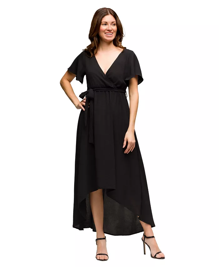 Женское платье с V-образным вырезом, поясом и асимметричным подолом в стиле фальш-рап 24seven Comfort Apparel, черный
Женское платье с V-образным вырезом, поясом и асимметричным подолом в стиле фальш-рап 24seven Comfort Apparel, черный