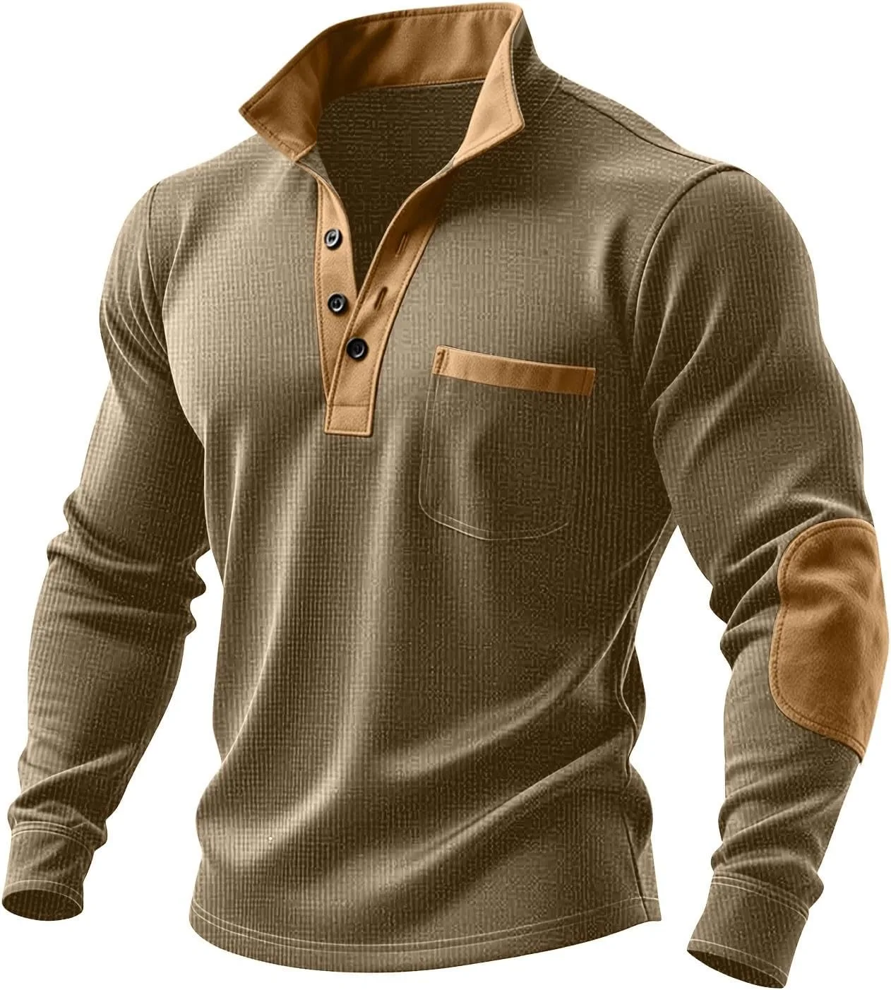 Мужская повседневная рубашка Vintage Color Block с воротником стойкой и налокотниками
Мужская повседневная рубашка Vintage Color Block с воротником стойкой и налокотниками