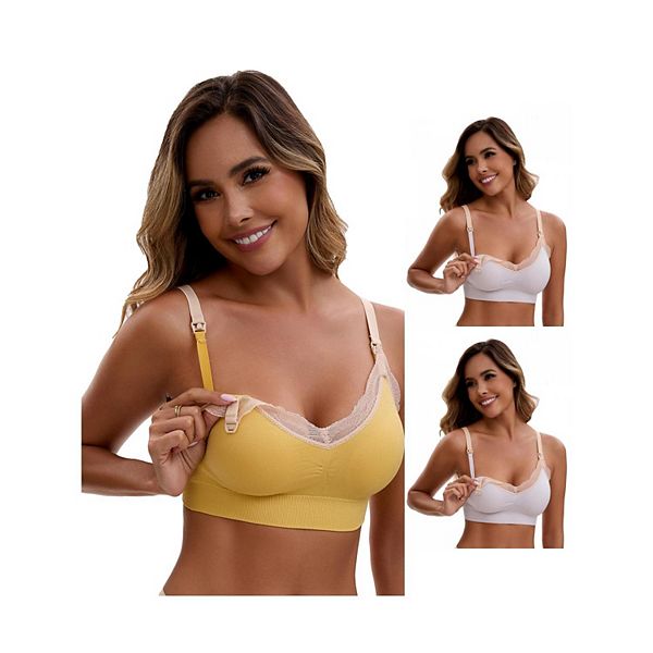 3 упаковки бюстгальтеров для кормления без косточек с кружевной отделкой и застежкой спереди Inspire Chic, Yellow Purple
3 упаковки бюстгальтеров для кормления без косточек с кружевной отделкой и застежкой спереди Inspire Chic, Yellow Purple