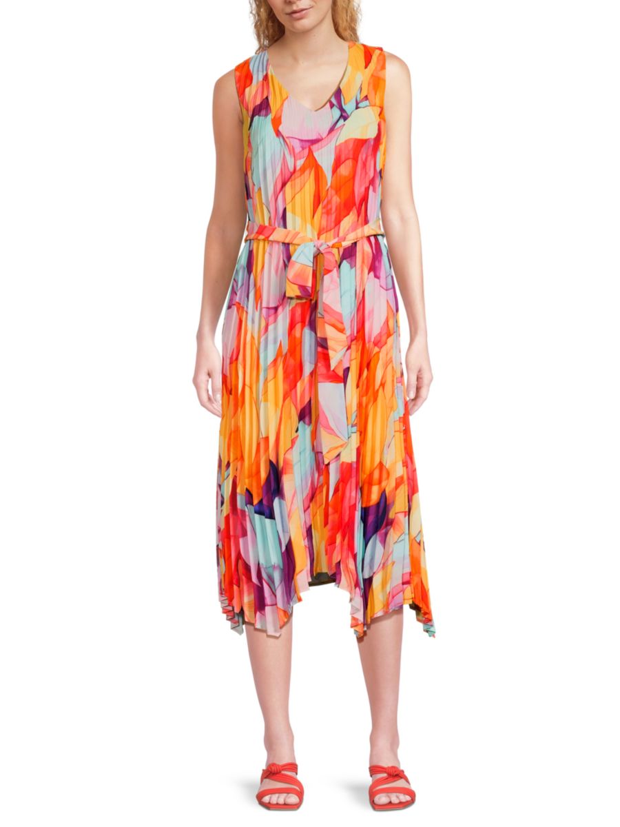 Платье-трапеция миди с плиссировкой и V-образным вырезом Tahari, цвет Leaf Multi
Платье-трапеция миди с плиссировкой и V-образным вырезом Tahari, цвет Leaf Multi