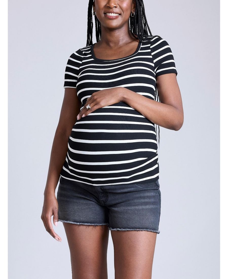 Вязаный топ для беременных с квадратным вырезом и короткими рукавами в рубчик - Материнство Motherhood Maternity, Black & white stripe
Вязаный топ для беременных с квадратным вырезом и короткими рукавами в рубчик - Материнство Motherhood Maternity, Black & white stripe