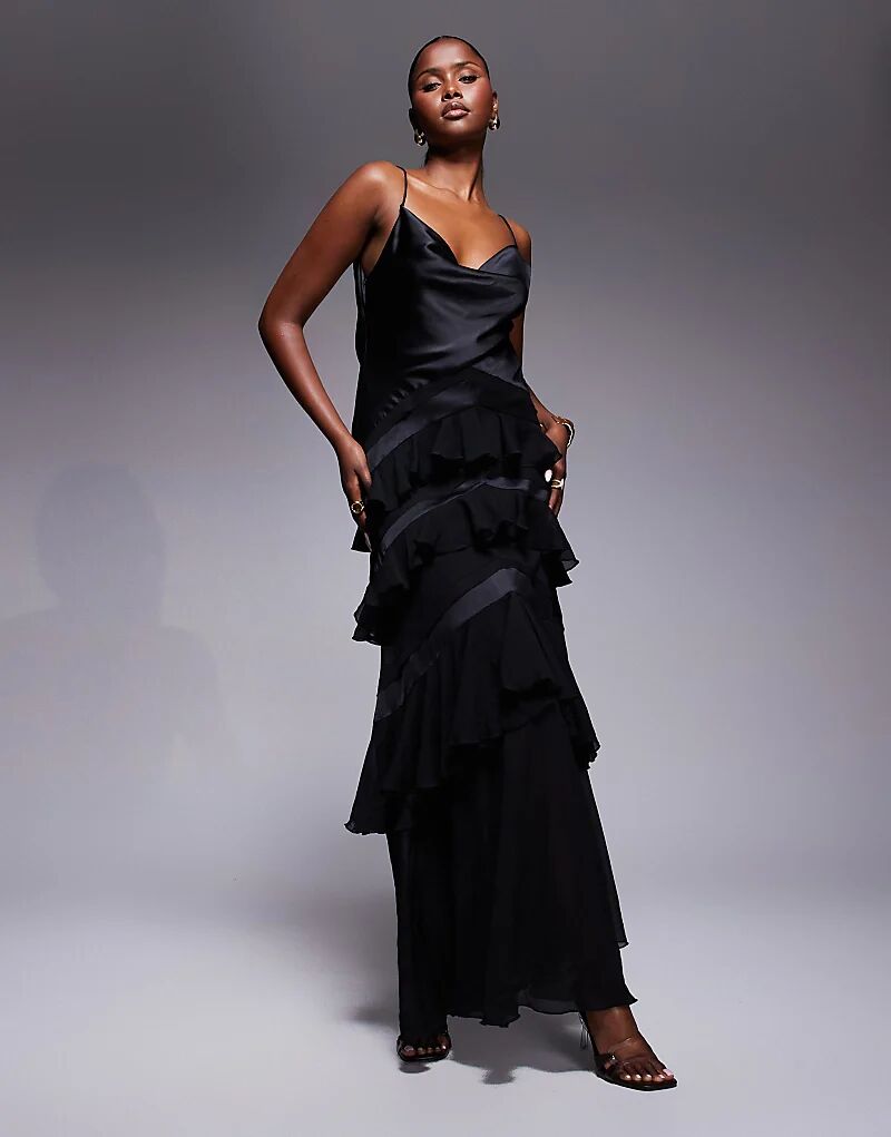 Платье макси из атласного шифона ASOS DESIGN с оборками по подолу, черное
Платье макси из атласного шифона ASOS DESIGN с оборками по подолу, черное