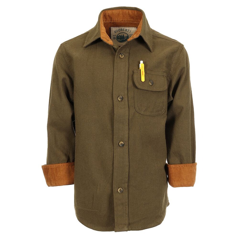 Фланелевая рубашка Gioberti для мальчиков с одним карманом и вельветовым контрастом, цвет Heather Olive
Фланелевая рубашка Gioberti для мальчиков с одним карманом и вельветовым контрастом, цвет Heather Olive