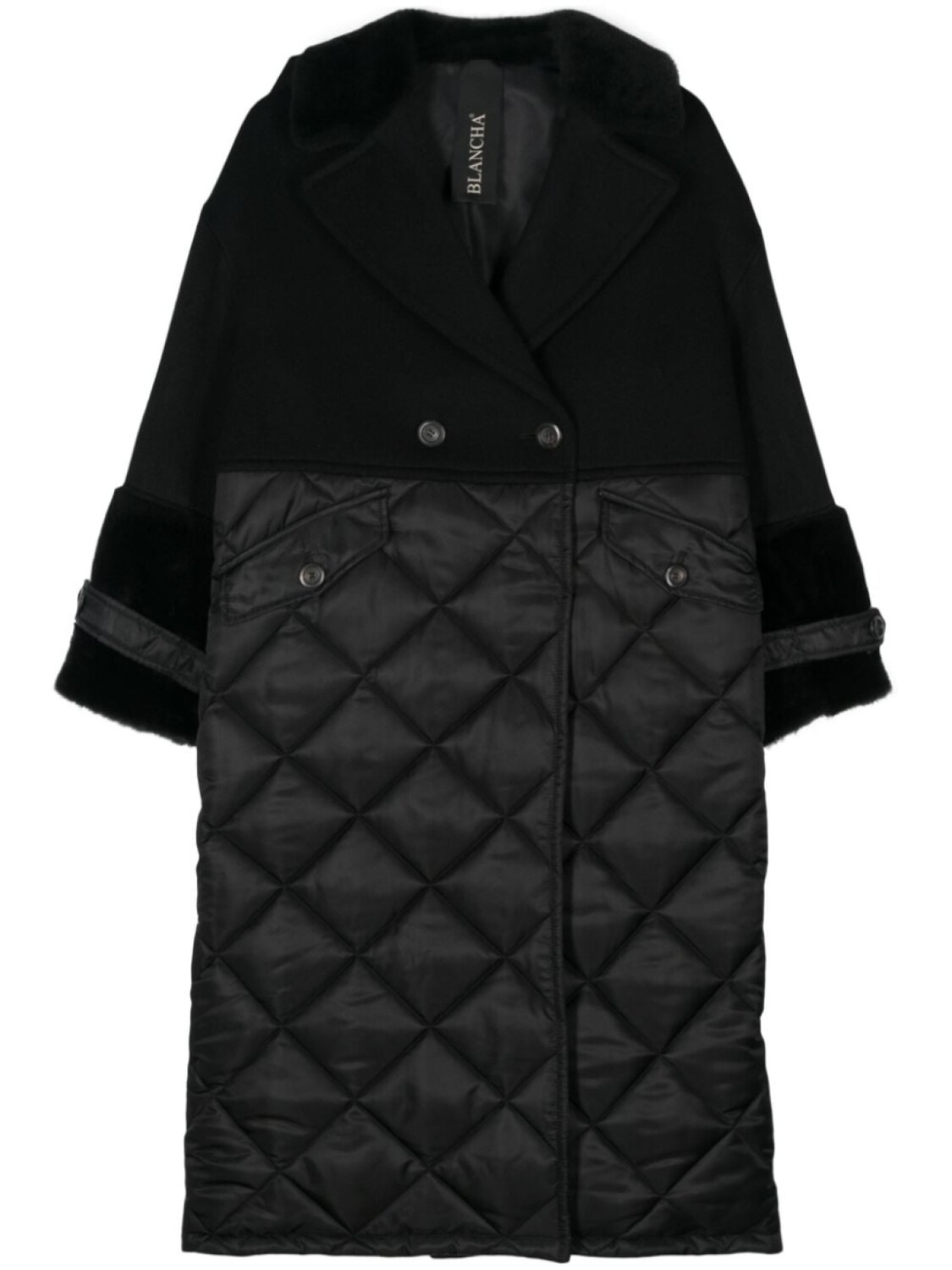 Blancha двубортное пальто со вставками, черный
Blancha двубортное пальто со вставками, черный